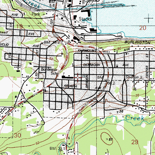 Topographic Map of Bordeaux Elementary School, WA