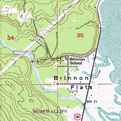 Topographic Map of Brinnon School, WA