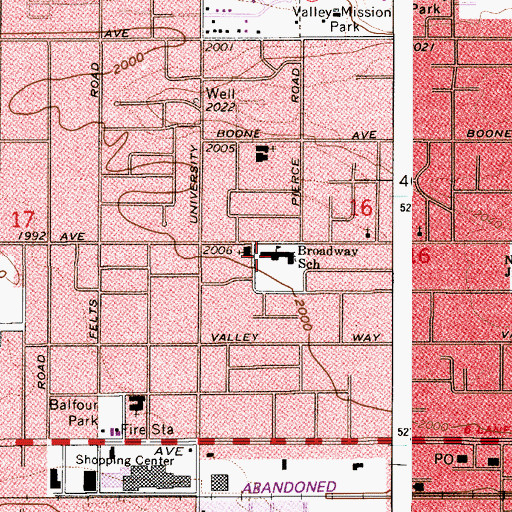Topographic Map of Broadway Elementary School, WA