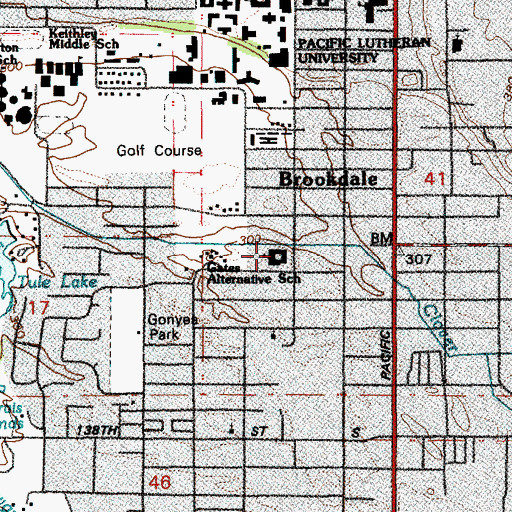 Topographic Map of Brookdale Elementary School, WA