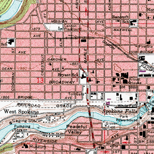 Topographic Map of Tec Bryant School, WA