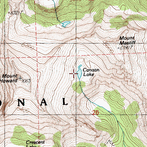 Topographic Map of Canan Lake, WA