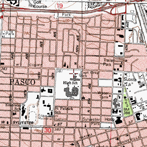 Topographic Map of Captain Gray Elementary School, WA