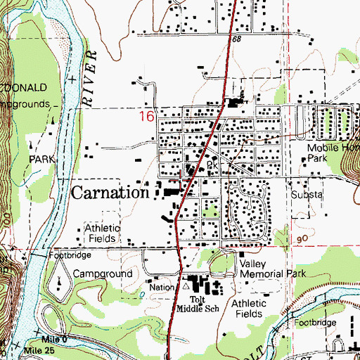 Topographic Map of Carnation, WA