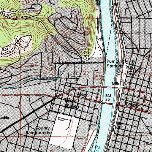 Topographic Map of Catlin Elementary School, WA