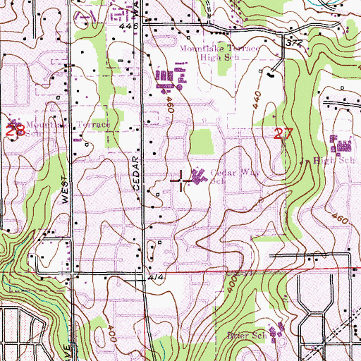 Topographic Map of Cedar Way Elementary School, WA