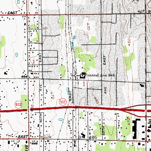 Topographic Map of Central Avenue Elementary School, WA