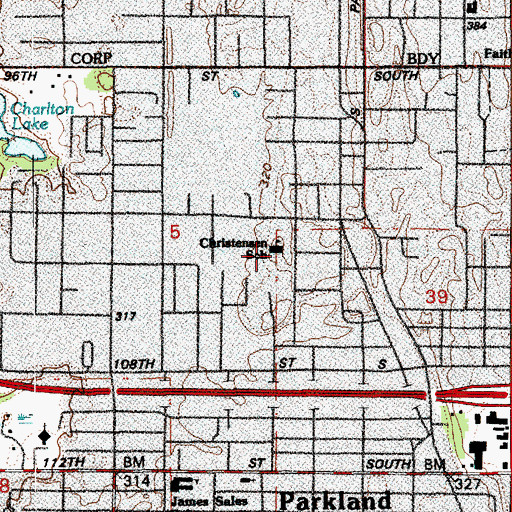 Topographic Map of Christensen Elementary School, WA