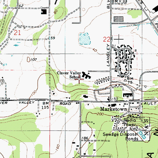 Topographic Map of Clover Valley Home Connection School, WA