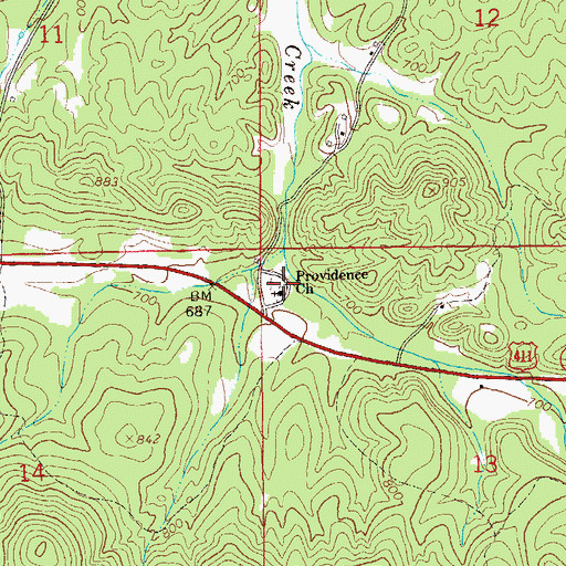 Topographic Map of Providence Baptist Church, AL