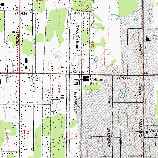 Topographic Map of Collins Elementary School, WA