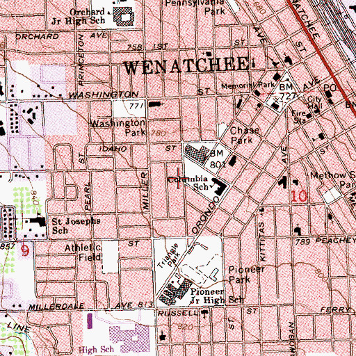 Topographic Map of Columbia Elementary School, WA