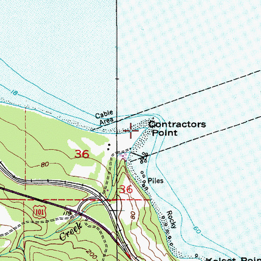 Topographic Map of Contractors Point, WA