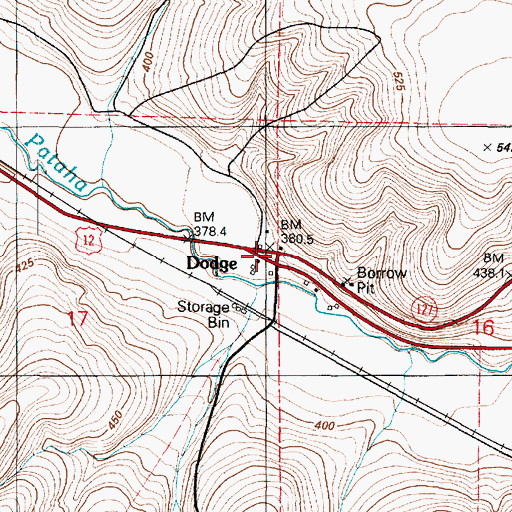 Topographic Map of Dodge, WA