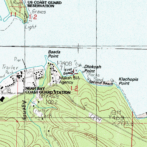 Topographic Map of Dtokoah Point, WA