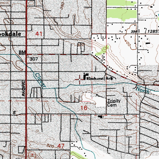 Topographic Map of Elmhurst Elementary School, WA