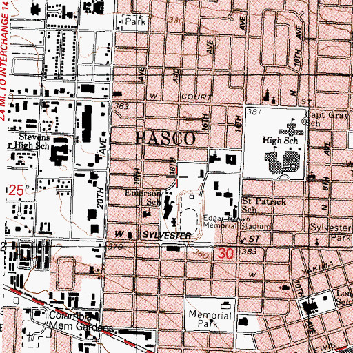 Topographic Map of Emerson Elementary School, WA