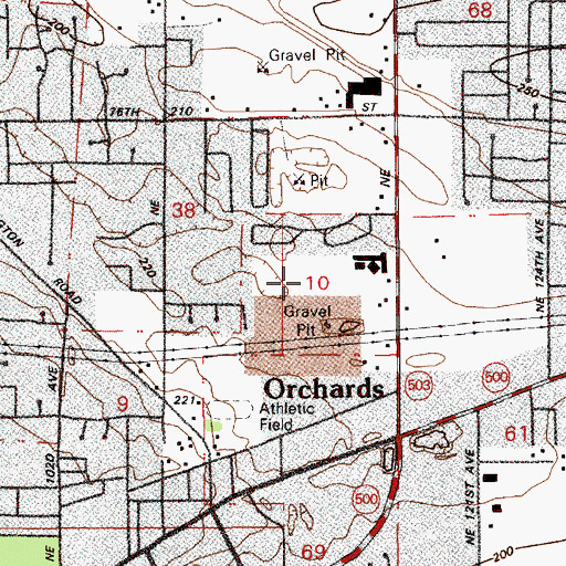 Topographic Map of Orchards Elementary School, WA