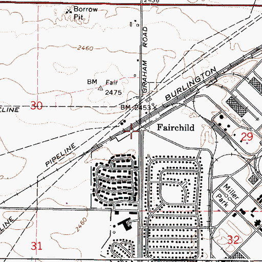 Topographic Map of Fairchild, WA