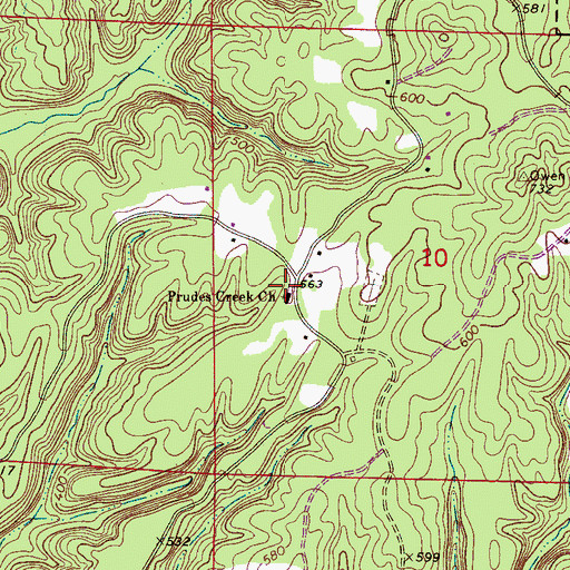 Topographic Map of Prudes Creek Missionary Baptist Church, AL