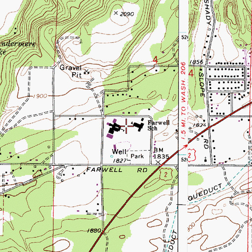 Topographic Map of Farwell Elementary School, WA