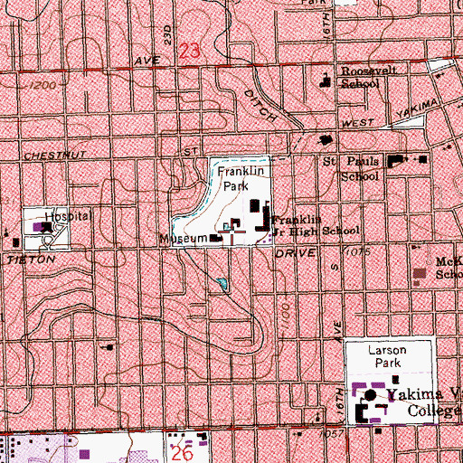 Topographic Map of Franklin Middle School, WA