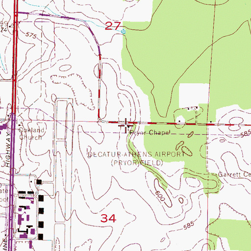 Topographic Map of Pryor Chapel Baptist Church, AL
