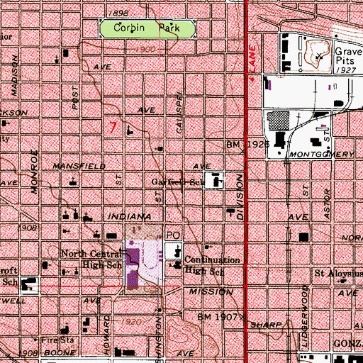 Topographic Map of Garfield Elementary School, WA