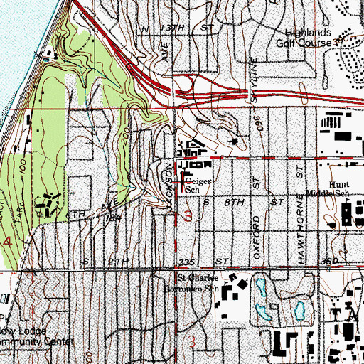 Topographic Map of Geiger Elementary School, WA