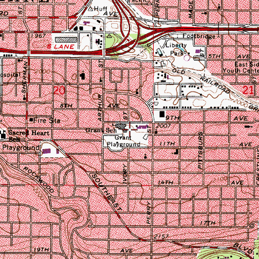 Topographic Map of Grant Elementary School, WA