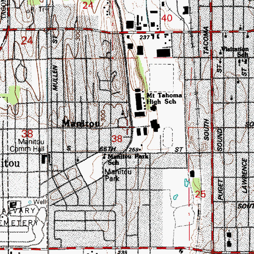 Topographic Map of Gray Middle School, WA