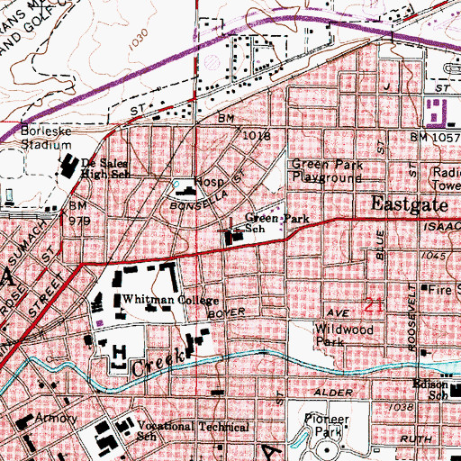 Topographic Map of Green Park Elementary School, WA