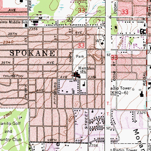 Topographic Map of Hamblen Elementary School, WA