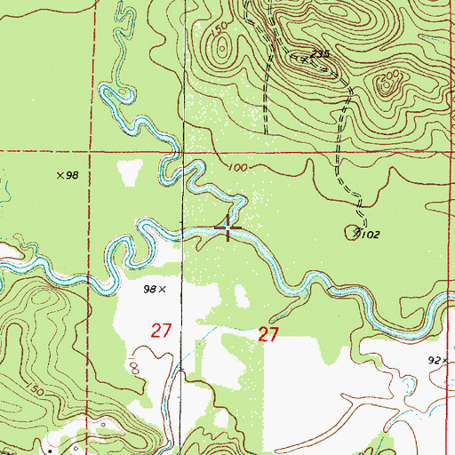 Topographic Map of Puss Cuss Creek, AL