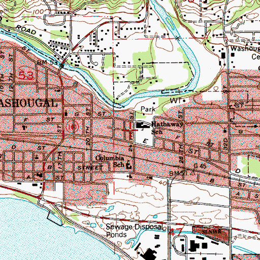 Topographic Map of Hathaway Elementary School, WA