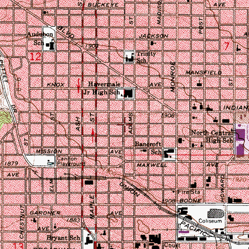 Topographic Map of Havermale Junior High School (historical), WA
