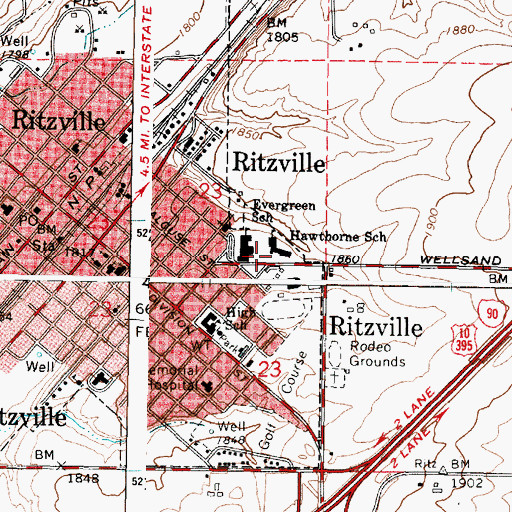 Topographic Map of Hawthorne School (historical), WA