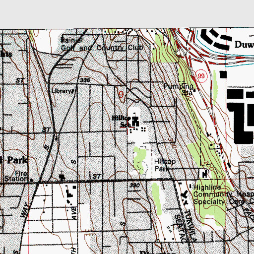 Topographic Map of Hilltop Elementary School, WA