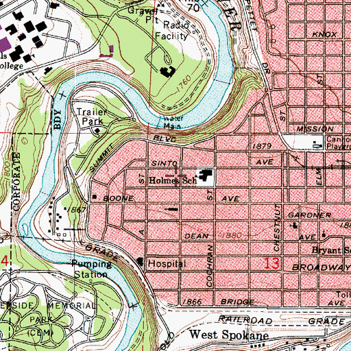 Topographic Map of Holmes Elementary School, WA