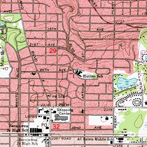 Topographic Map of Hutton Elementary School, WA