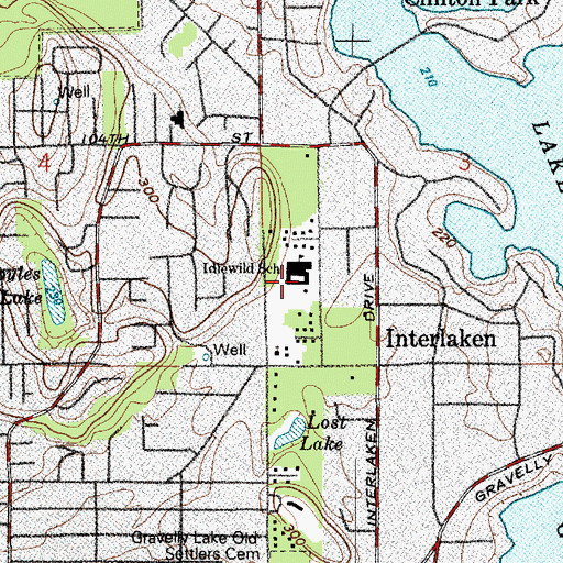 Topographic Map of Idlewild Elementary School, WA