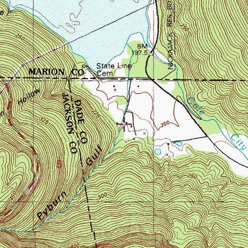 Topographic Map of Pyburn Gulf, GA