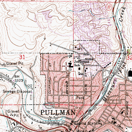 Topographic Map of Jefferson Elementary School, WA