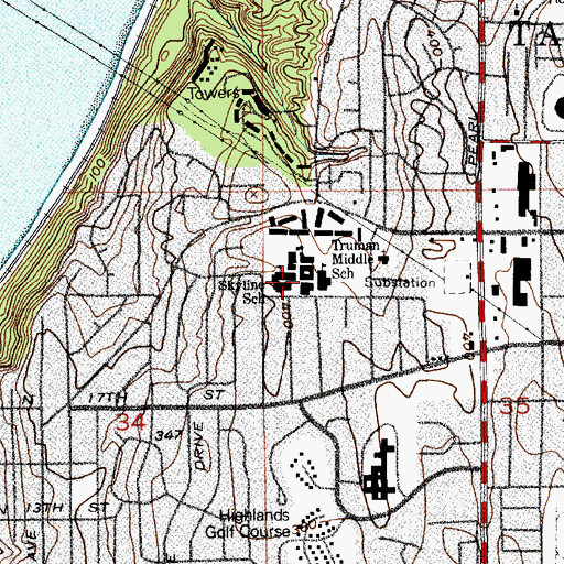 Topographic Map of Jefferson Elementary School, WA