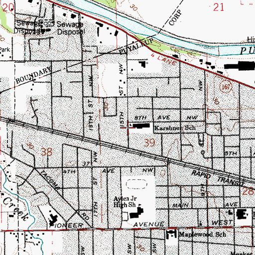 Topographic Map of Karshner Elementary School, WA