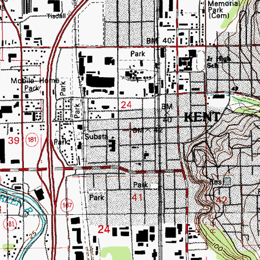 Topographic Map of Kent, WA