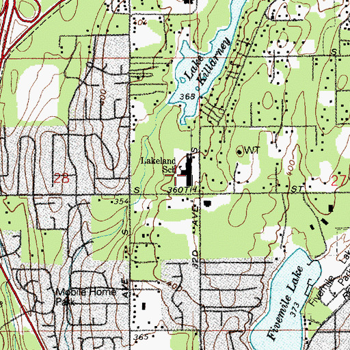 Topographic Map of Lakeland Elementary School, WA