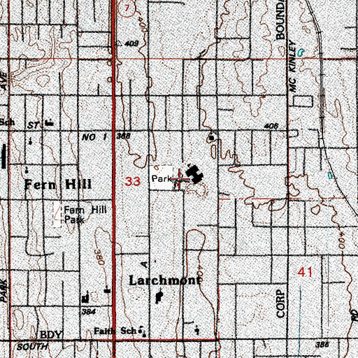 Topographic Map of Larchmont Elementary School, WA