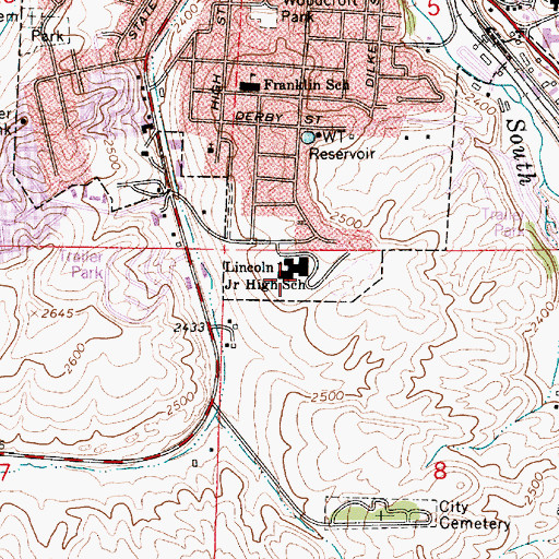 Topographic Map of Lincoln Middle School, WA