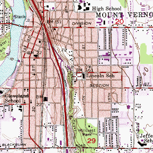 Topographic Map of Lincoln Elementary School, WA